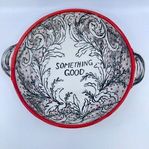 molly hatch anthropologie "something good" casserole dish handles red & black